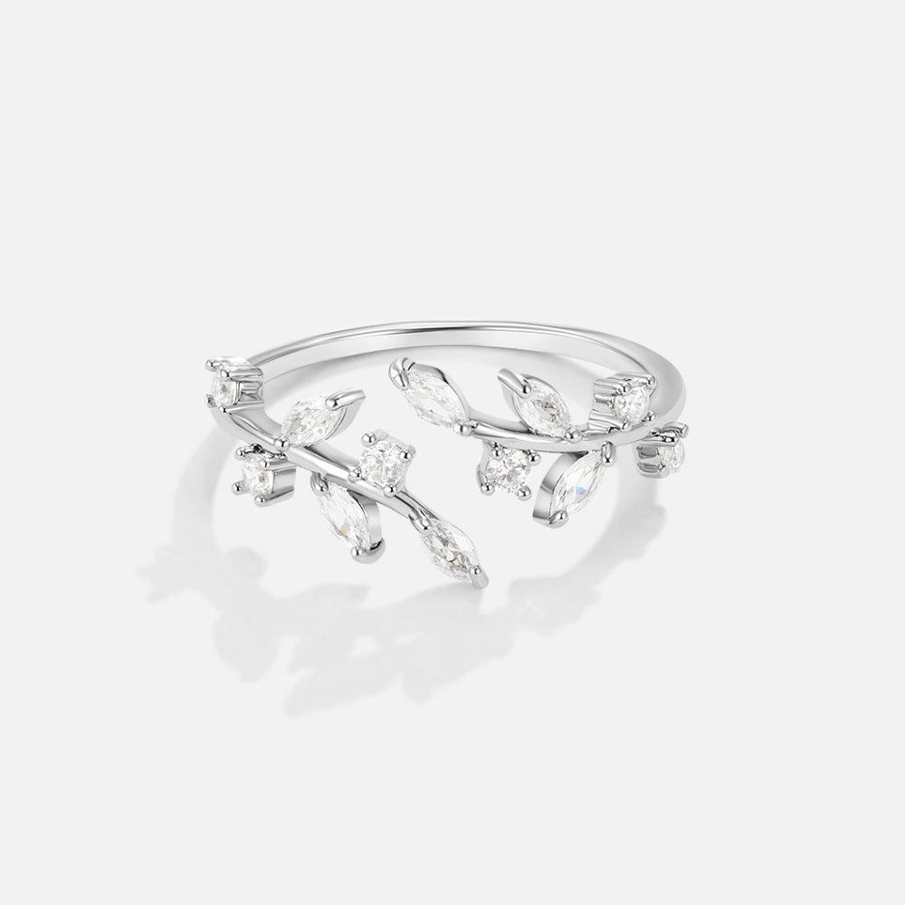 Crystal Leaf Open Ring-Rings-Yiyae-Yiyae