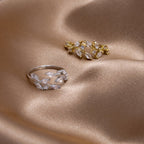 Crystal Leaf Open Ring-Rings-Yiyae-Yiyae