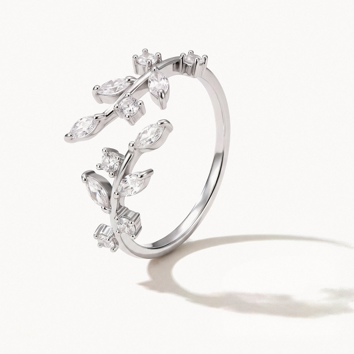 Crystal Leaf Open Ring-Rings-Yiyae-US 5-7-Yiyae