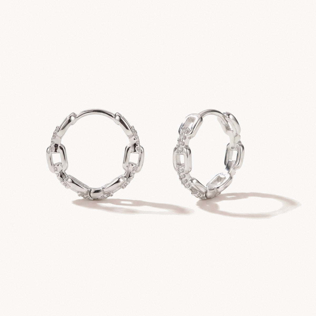 Crystal Link Hoops-Earrings-Yiyae-Silver-Yiyae