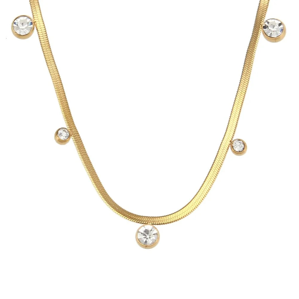 Crystal Station Herringbone Choker-Necklaces-Yiyae-Yiyae
