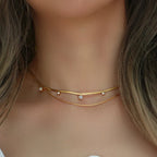 Crystal Station Herringbone Choker-Necklaces-Yiyae-Yiyae