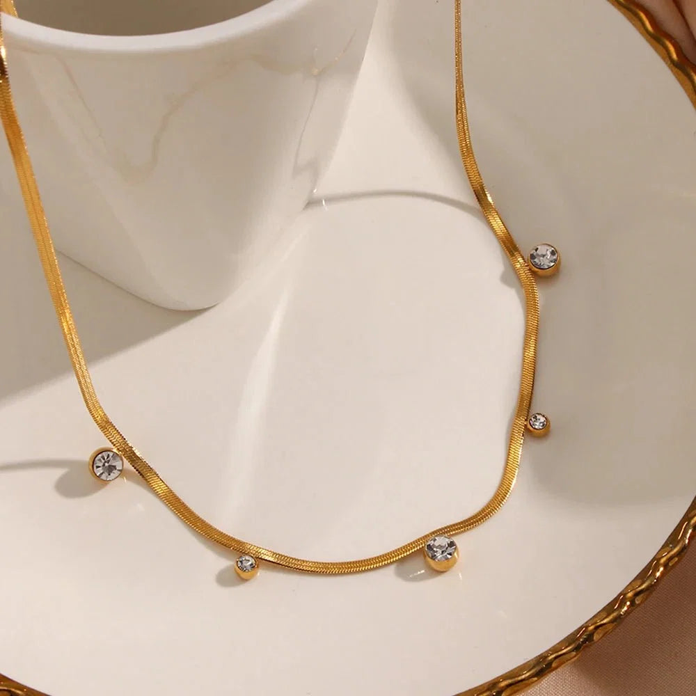 Crystal Station Herringbone Choker-Necklaces-Yiyae-Yiyae