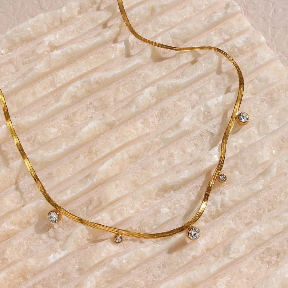 Crystal Station Herringbone Choker-Necklaces-Yiyae-Yiyae