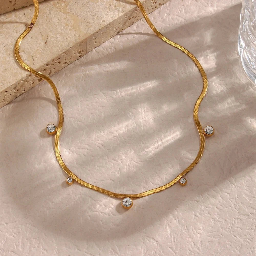 Crystal Station Herringbone Choker-Necklaces-Yiyae-Yiyae