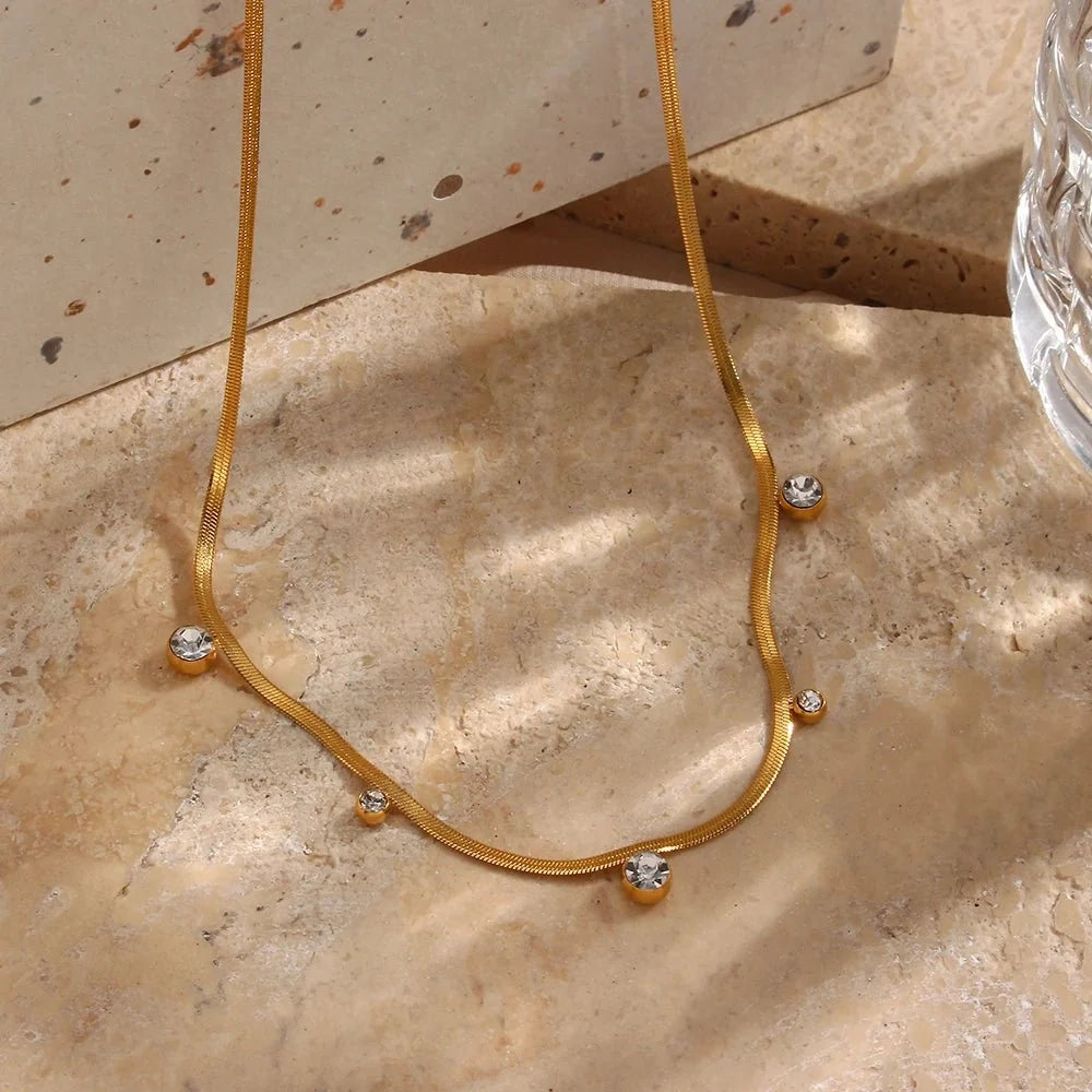 Crystal Station Herringbone Choker-Necklaces-Yiyae-Yiyae