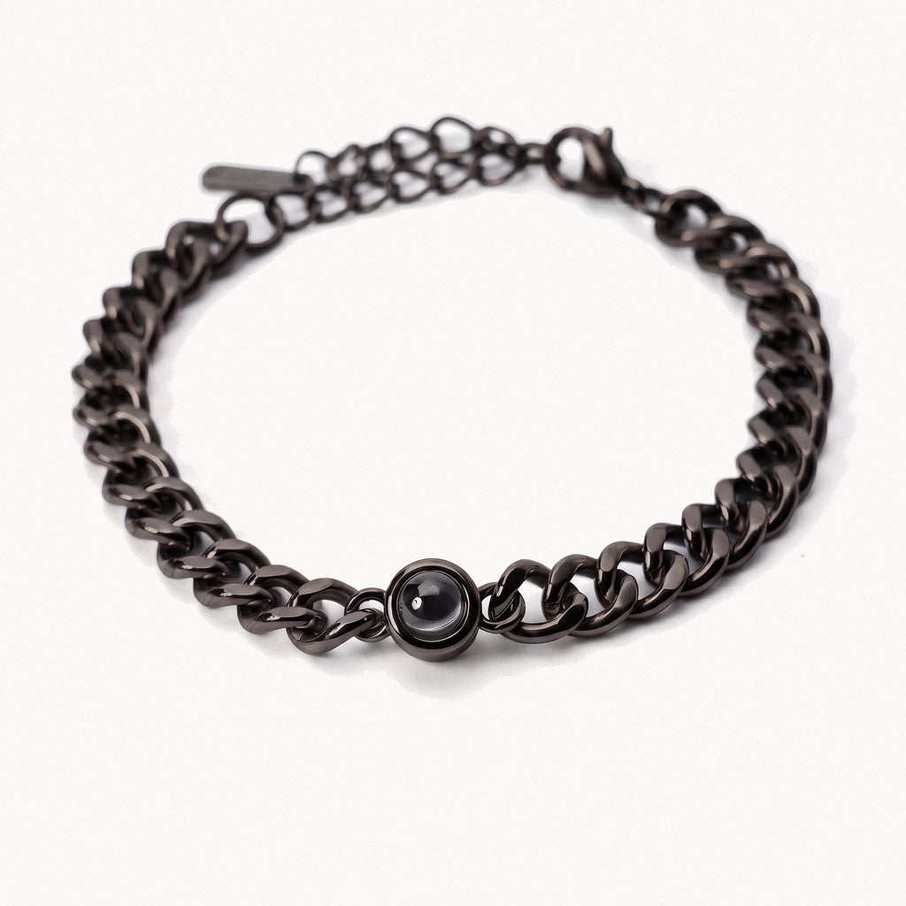 Cuban Chain Photo Bracelet-Bracelets-Yiyae-Black-Yiyae