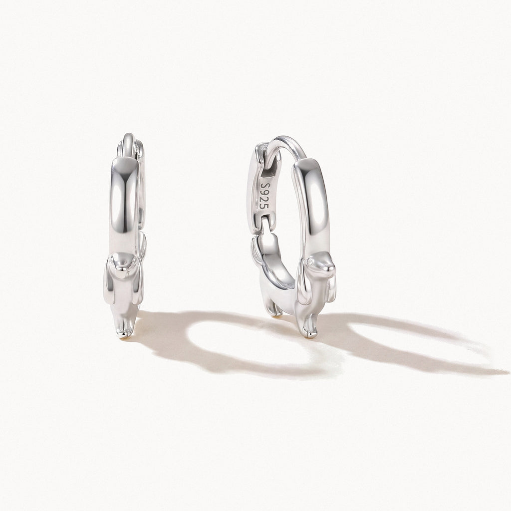 Dachshund Hoop Earrings-Earrings-Yiyae-Silver-Yiyae