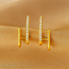 Double Bar Crystal Earrings-Earrings-Yiyae-Yiyae