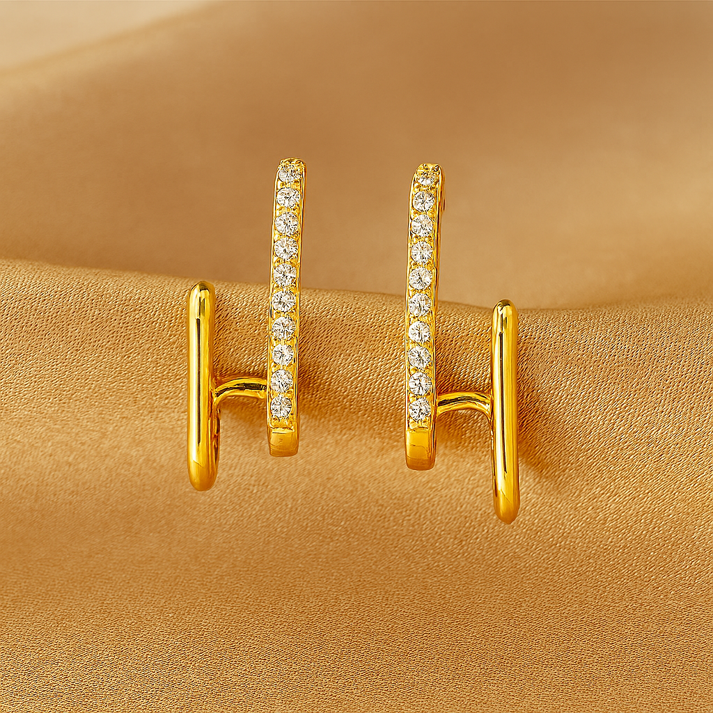 Double Bar Crystal Earrings-Earrings-Yiyae-Yiyae