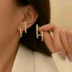Double Bar Crystal Earrings-Earrings-Yiyae-Yiyae