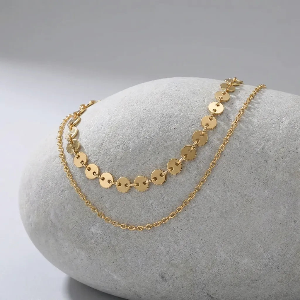 Double Chain Bead Anklet-Anklets-Yiyae-Yiyae