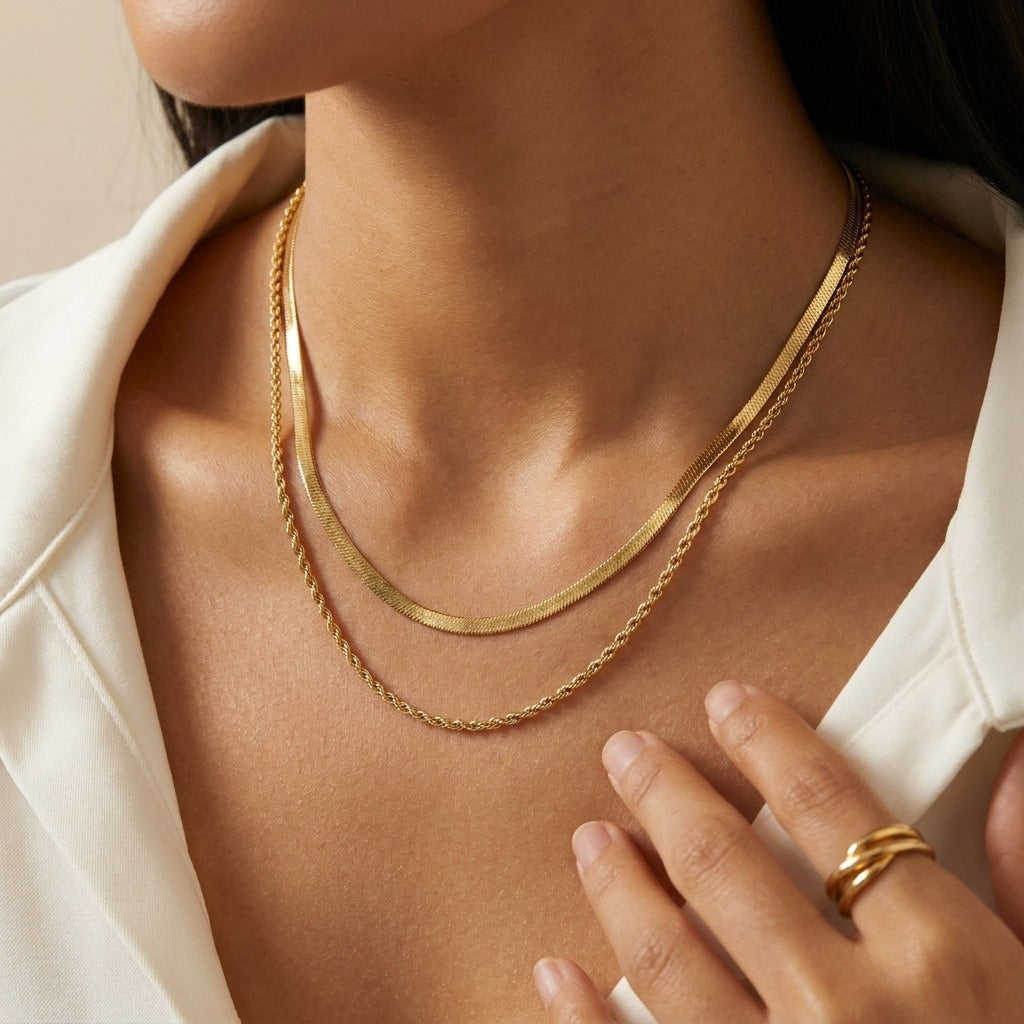 Double Chain Necklace-Necklaces-Yiyae-Yiyae