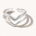 Double Chevron Ring-Rings-Yiyae-Silver-Yiyae
