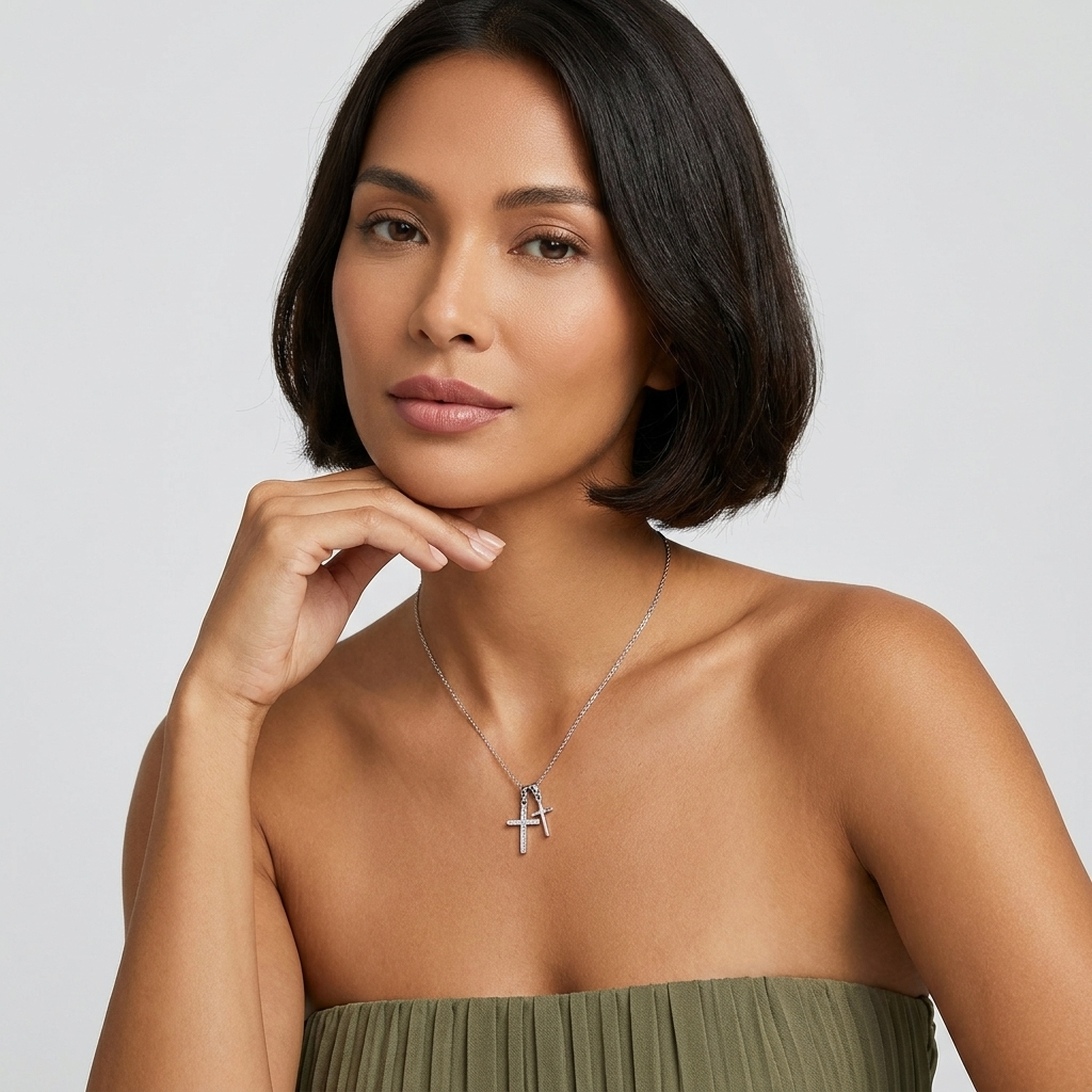 Double Cross Necklace-Necklaces-Yiyae-Yiyae