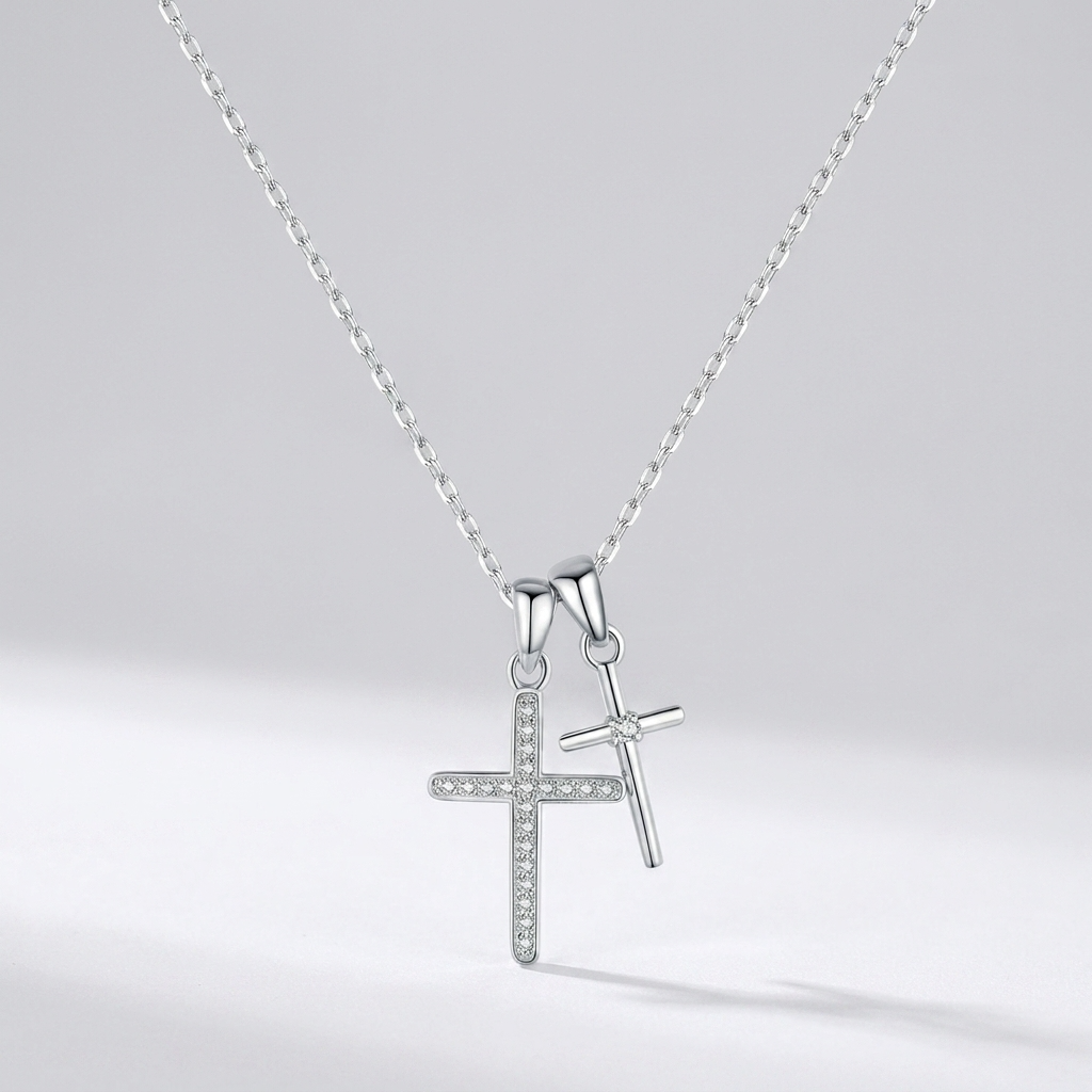Double Cross Necklace-Necklaces-Yiyae-Yiyae