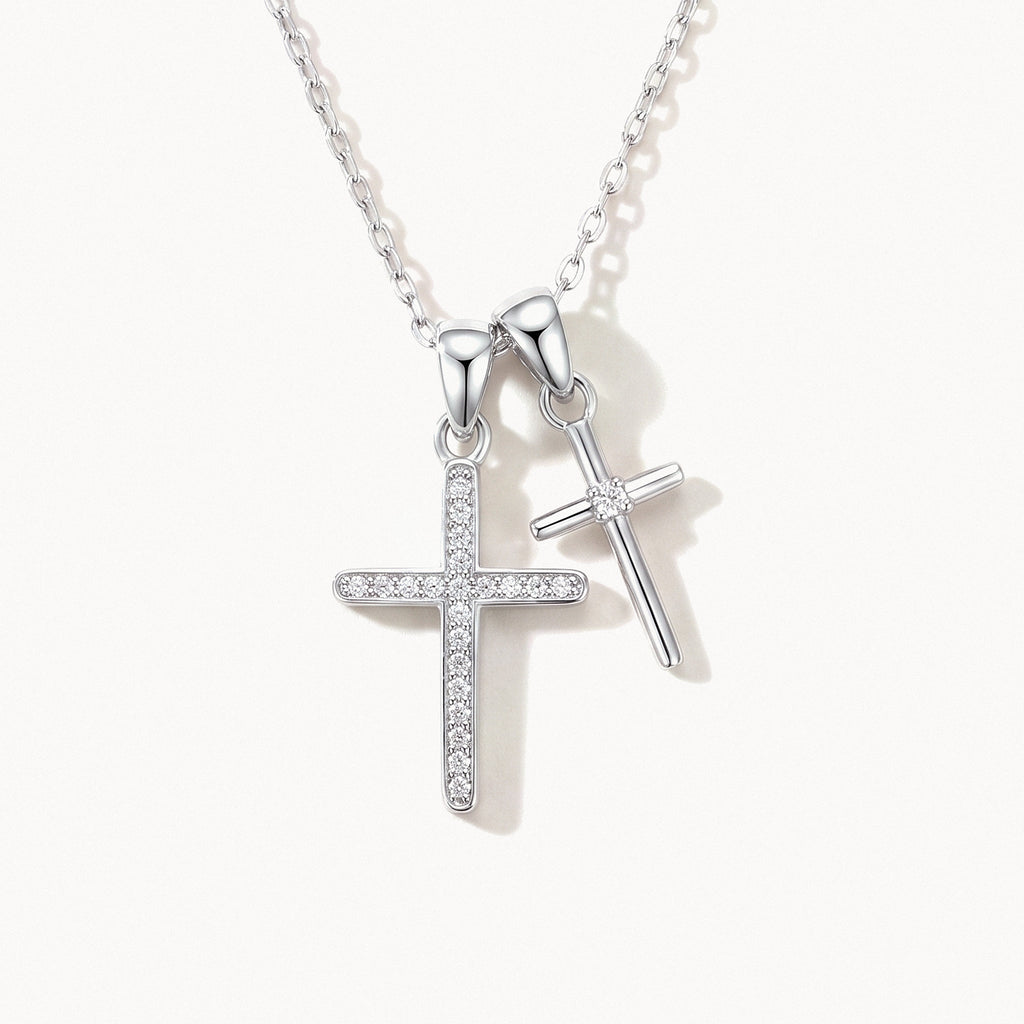 Double Cross Necklace-Necklaces-Yiyae-Silver-Yiyae
