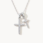 Double Cross Necklace-Necklaces-Yiyae-Silver-Yiyae