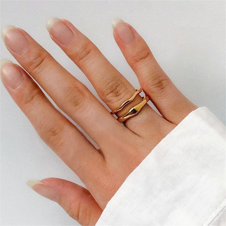 Double Wave Ring Set-Rings-Yiyae-Yiyae