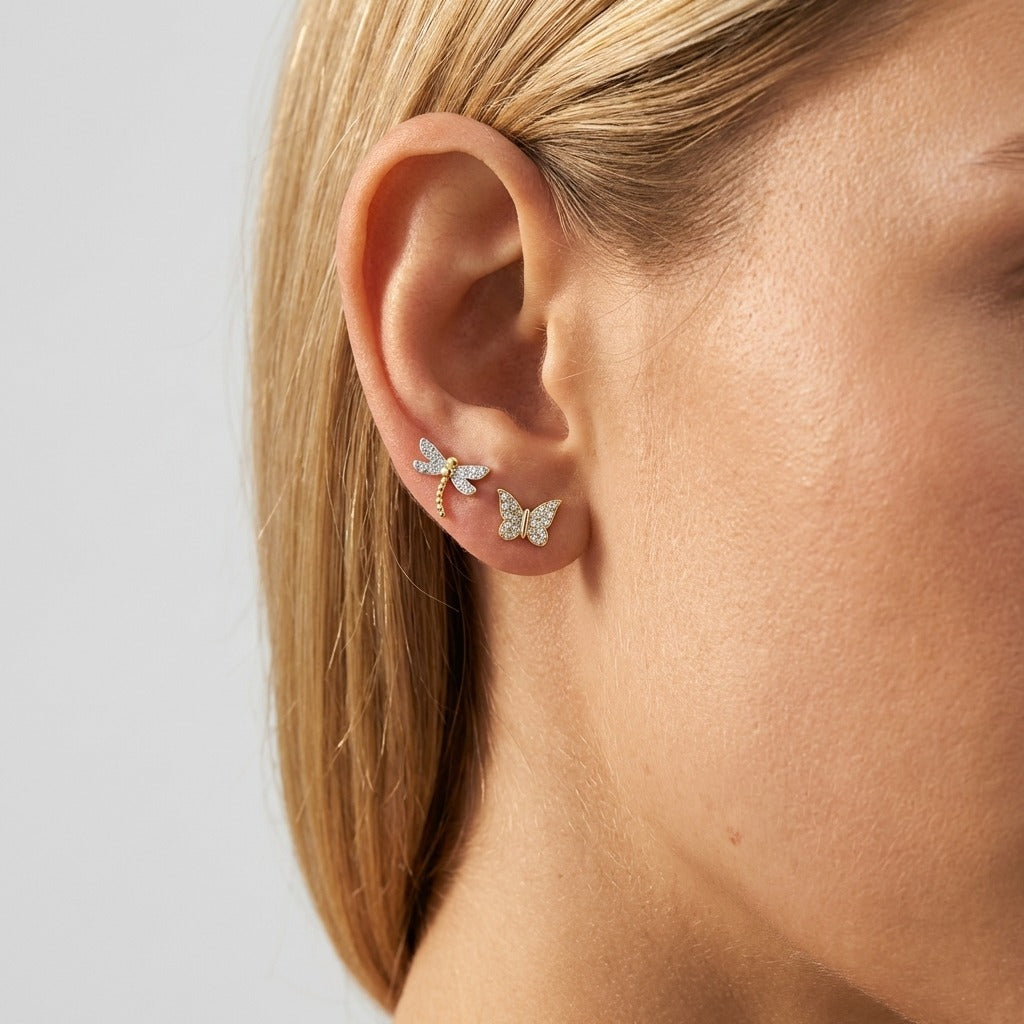 Dragonfly Stud Earrings-Earrings-Yiyae-Yiyae
