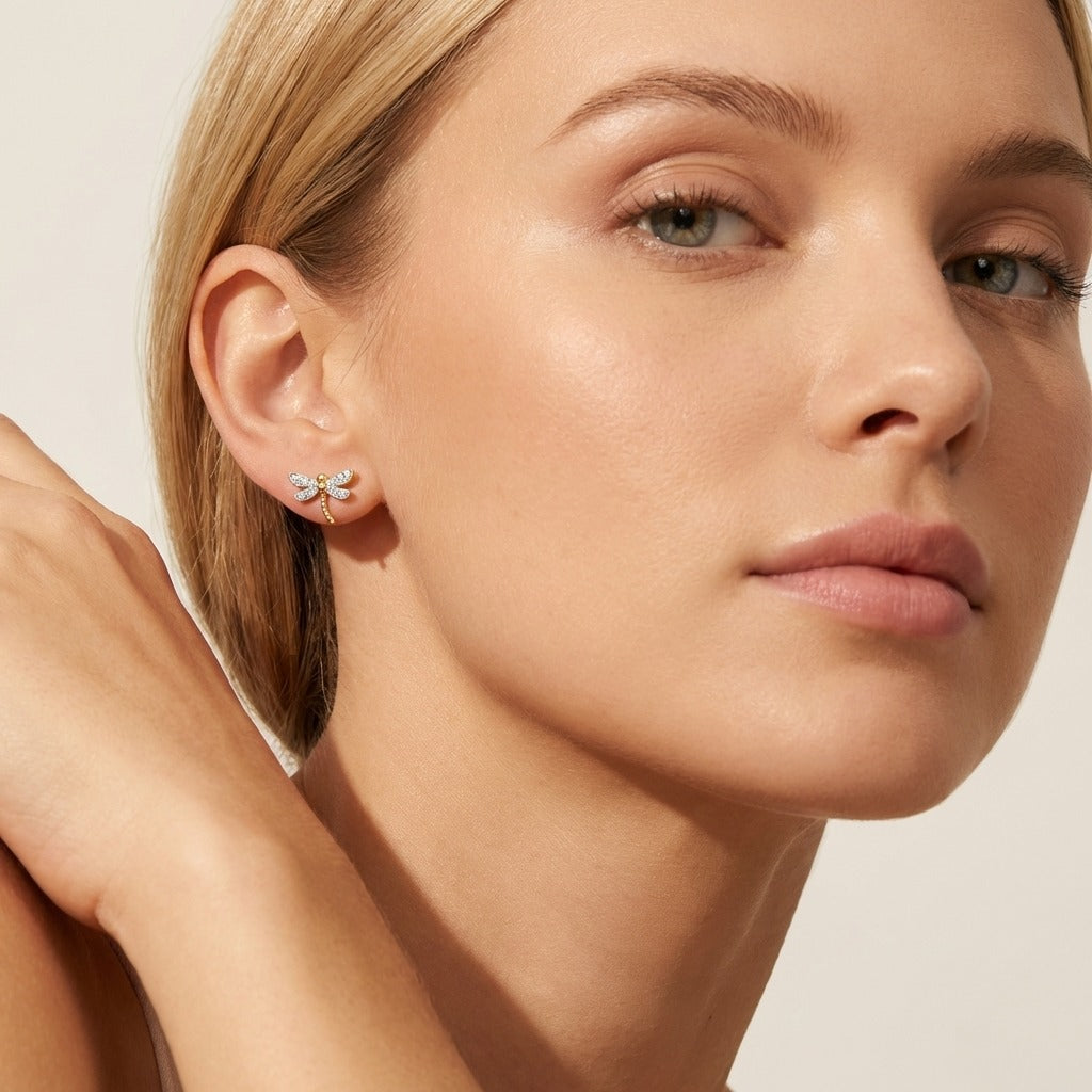 Dragonfly Stud Earrings-Earrings-Yiyae-Yiyae