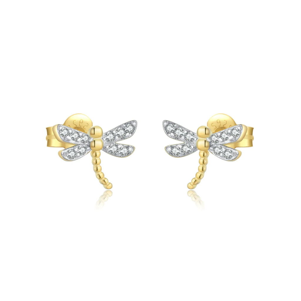 Dragonfly Stud Earrings-Earrings-Yiyae-Gold Dragonfly-Yiyae