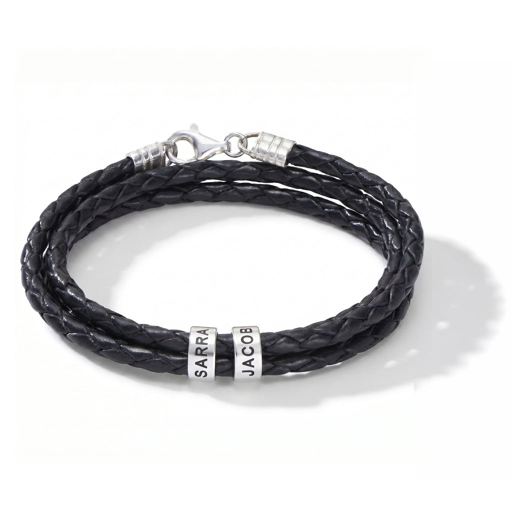 Engraved Bead Leather Bracelet-Bracelets-Yiyae-Yiyae