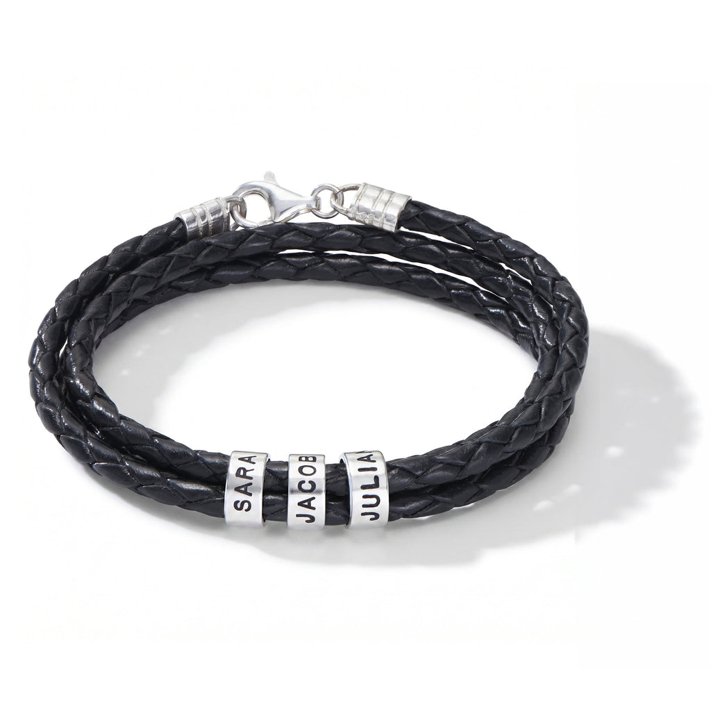 Engraved Bead Leather Bracelet-Bracelets-Yiyae-Yiyae