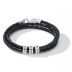 Engraved Bead Leather Bracelet-Bracelets-Yiyae-Yiyae