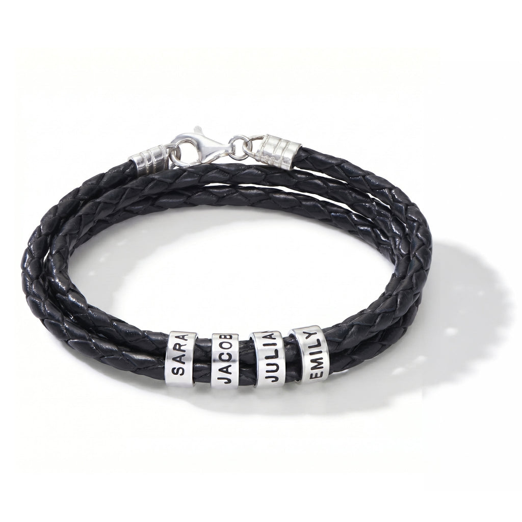 Engraved Bead Leather Bracelet-Bracelets-Yiyae-Yiyae