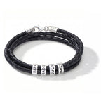 Engraved Bead Leather Bracelet-Bracelets-Yiyae-Yiyae