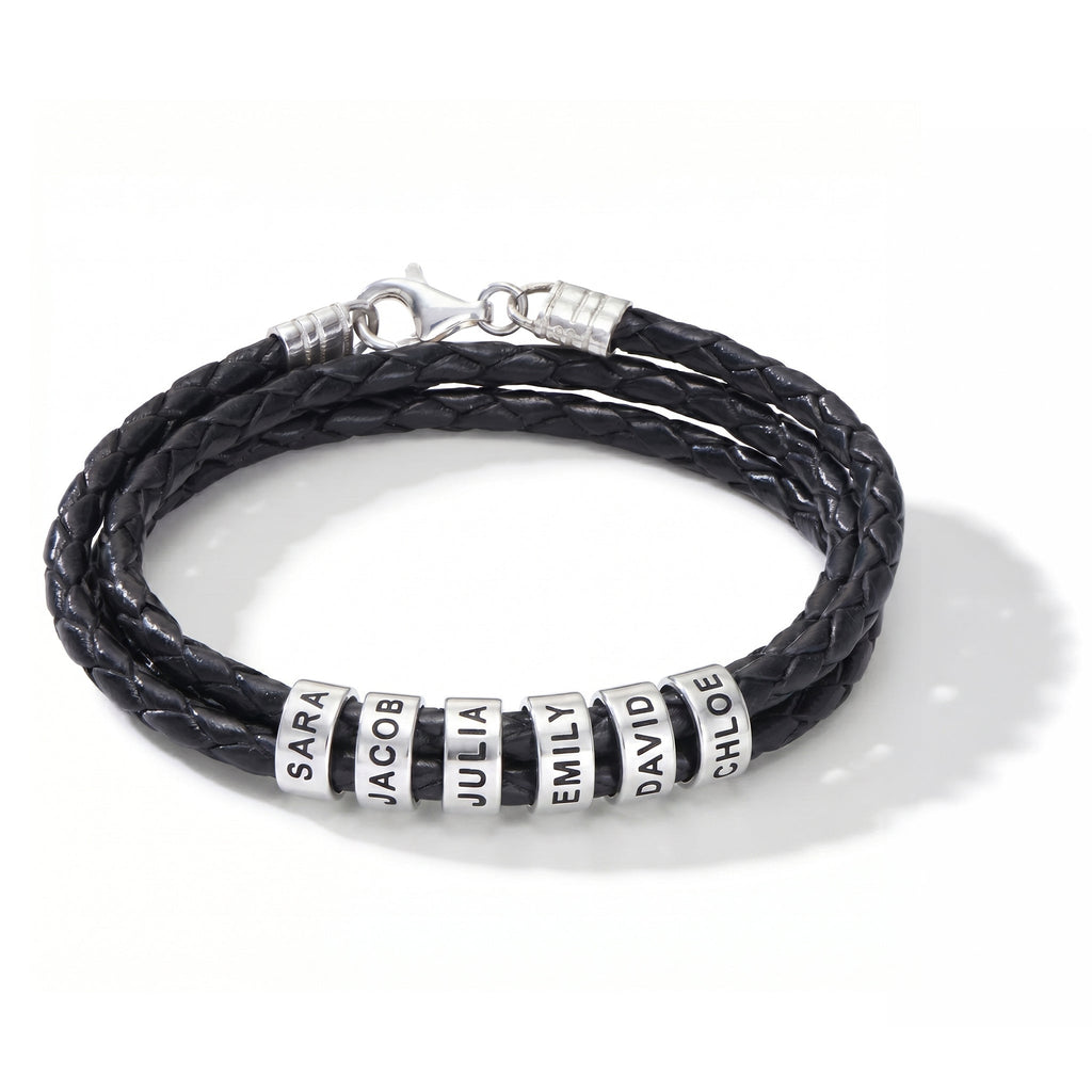 Engraved Bead Leather Bracelet-Bracelets-Yiyae-Yiyae
