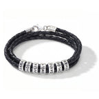 Engraved Bead Leather Bracelet-Bracelets-Yiyae-Yiyae