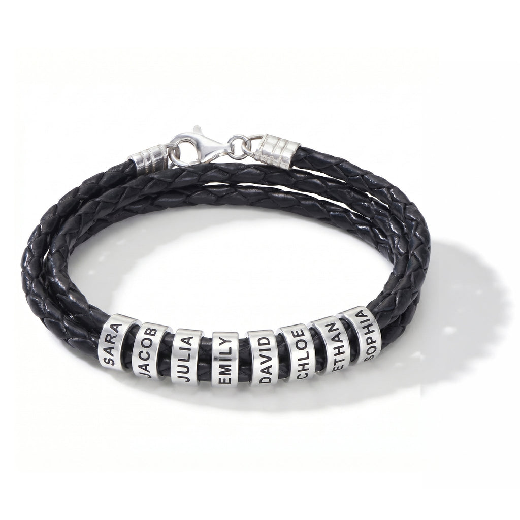 Engraved Bead Leather Bracelet-Bracelets-Yiyae-Yiyae