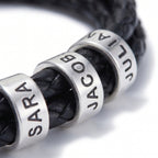 Engraved Bead Leather Bracelet-Bracelets-Yiyae-Yiyae