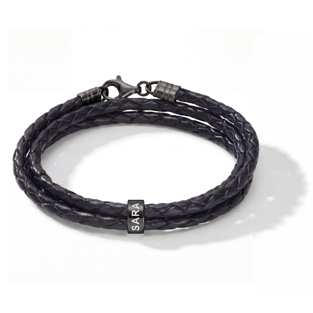 Engraved Bead Leather Bracelet-Bracelets-Yiyae-Yiyae
