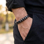 Engraved Bead Leather Bracelet-Bracelets-Yiyae-Yiyae