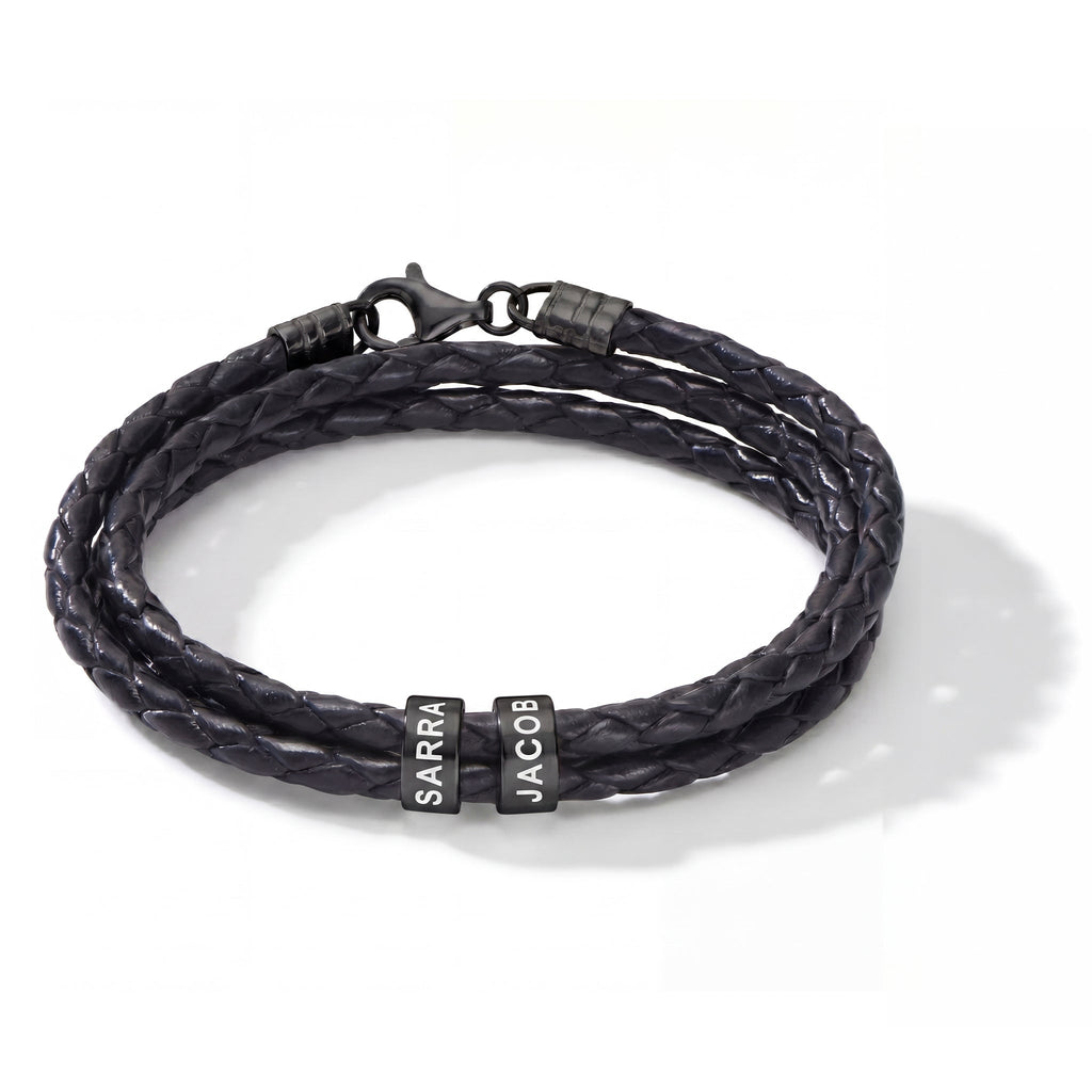 Engraved Bead Leather Bracelet-Bracelets-Yiyae-Yiyae