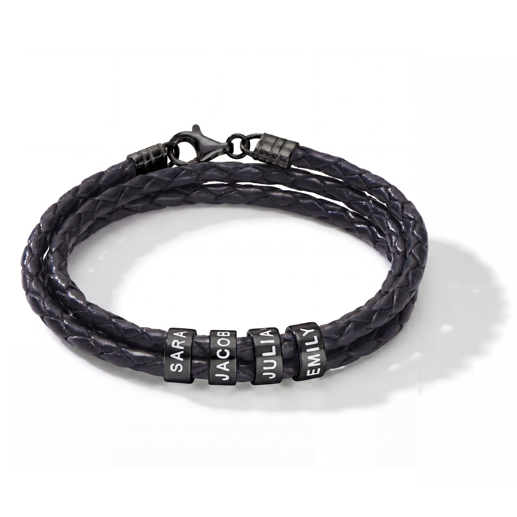 Engraved Bead Leather Bracelet-Bracelets-Yiyae-Yiyae
