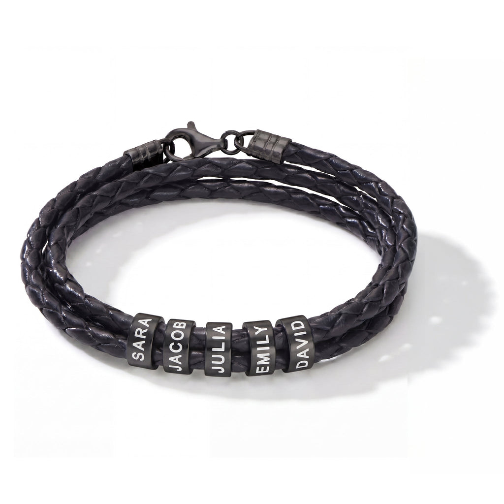 Engraved Bead Leather Bracelet-Bracelets-Yiyae-Yiyae