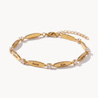 Engraved Crystal Link Bracelet-Bracelets-Yiyae-Gold 18K-Yiyae