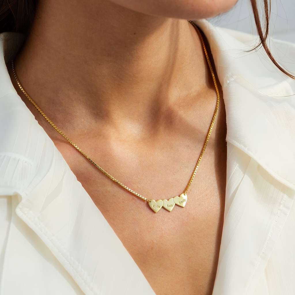 Engraved Heart Charm Necklace-Necklaces-Yiyae-Yiyae