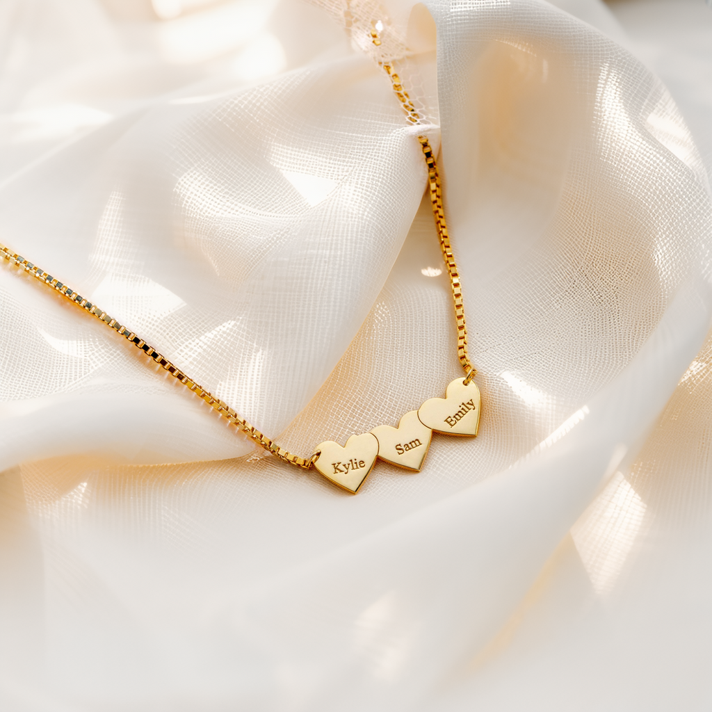 Engraved Heart Charm Necklace-Necklaces-Yiyae-Yiyae