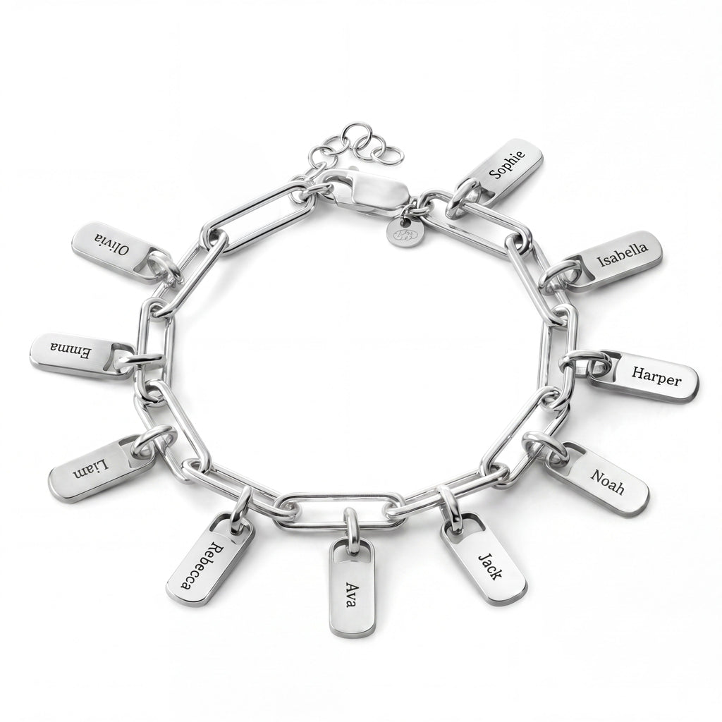 Engraved Paperclip Tag Bracelet-Bracelets-Yiyae-Yiyae