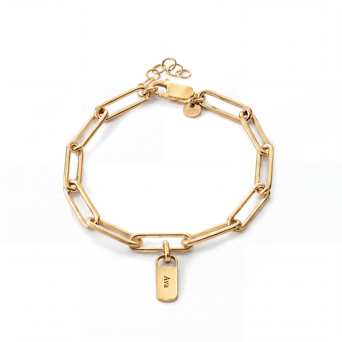 Engraved Paperclip Tag Bracelet-Bracelets-Yiyae-Yiyae