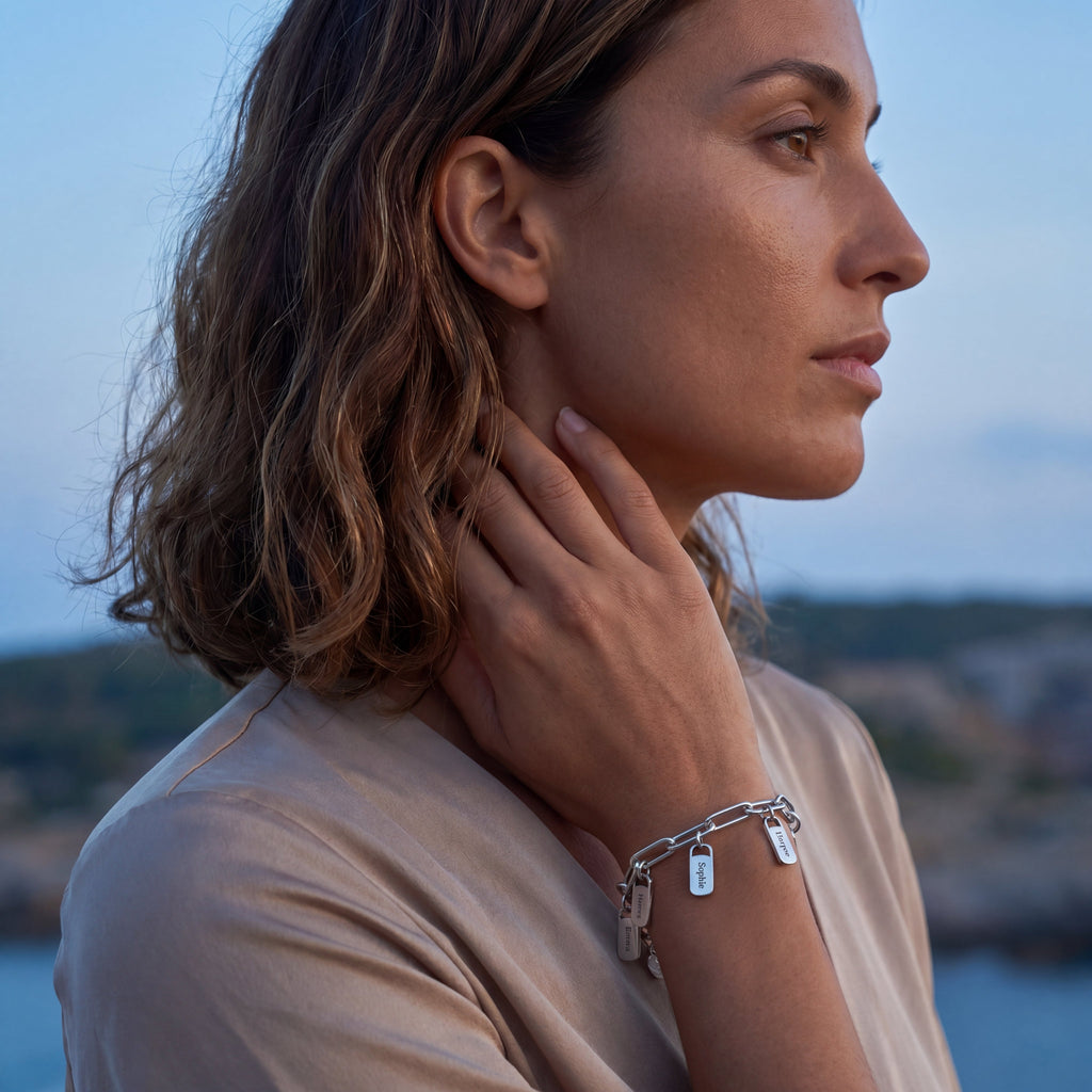 Engraved Paperclip Tag Bracelet-Bracelets-Yiyae-Yiyae
