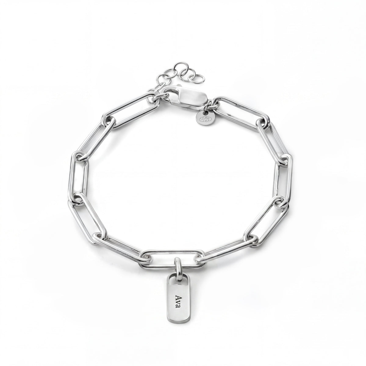 Engraved Paperclip Tag Bracelet-Bracelets-Yiyae-925 Silver-1-Yiyae