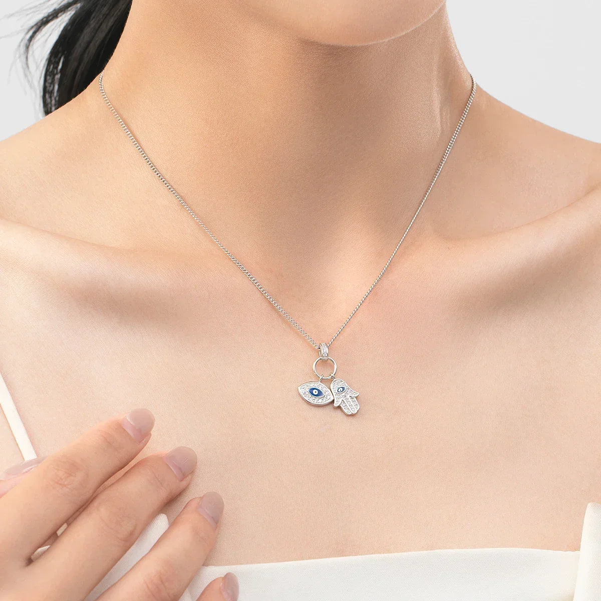 Evil Eye & Hamsa Necklace-Necklaces-Yiyae-Yiyae