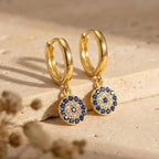 Evil Eye Hoop Earrings-Earrings-Yiyae-Yiyae