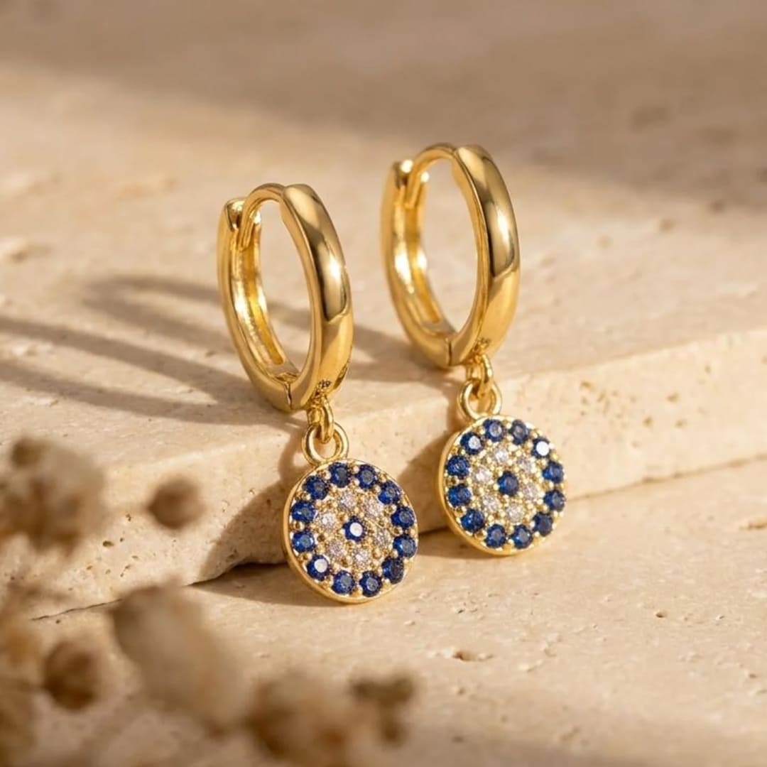 Evil Eye Hoop Earrings-Earrings-Yiyae-Yiyae